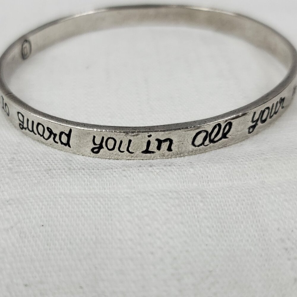 Vintage Sterling Silver 925 RJSH Bangle Bracelet Psalms 91:11 Scripture Bracelet